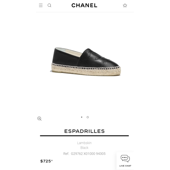 Chanel Lambskin Black Leather Espadrilles - Picture 2 of 8